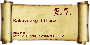 Rakovszky Titusz névjegykártya